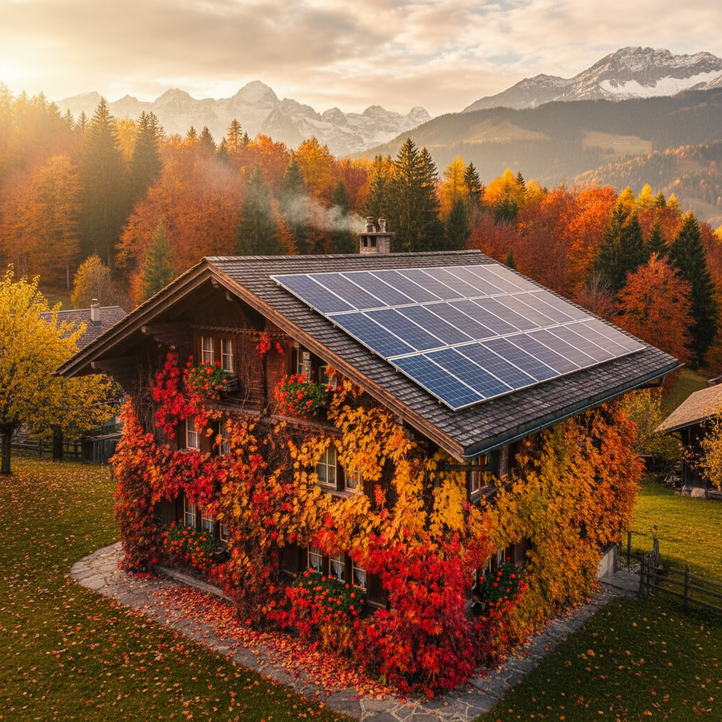 Solarpanels auf Einfamilienhaus in der Schweiz